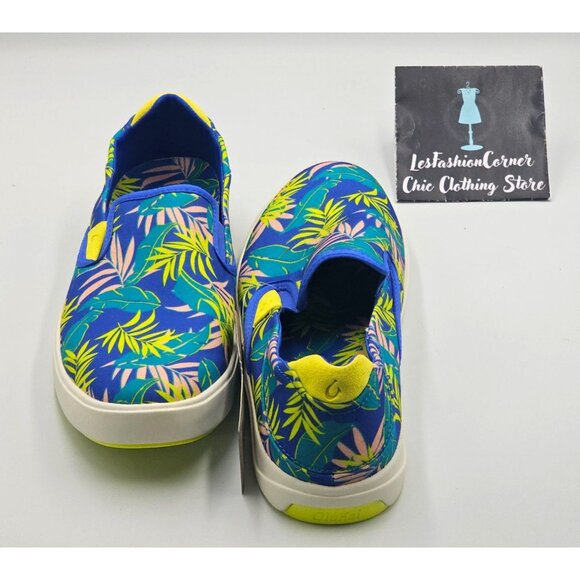 NWT OluKai Men's Laeahi Pai Sunset Blue Aloha Canvas Slip-On Sneakers Sz 10 2845 - Picture 11 of 16